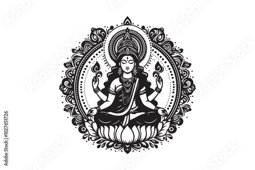 Maa Laxmi silhouette vector illustration, Maa Laxmi silhouette, Laxmi Vector