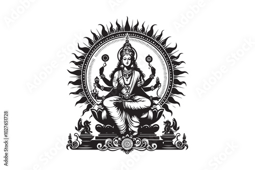 Maa Laxmi silhouette vector illustration, Maa Laxmi silhouette, Laxmi Vector