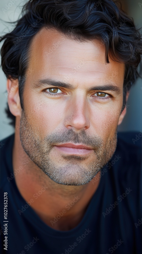 Capturing a confident Caucasian man with striking features in soft natural light Capturing a confident Caucasian man with striking features in soft natural light