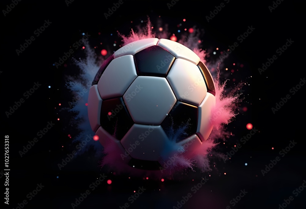Naklejka premium Flying soccer ball on fire -falling down 