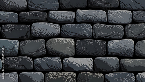 Dark grey stone wall texture, perfect for game design and medieval backgrounds. 
