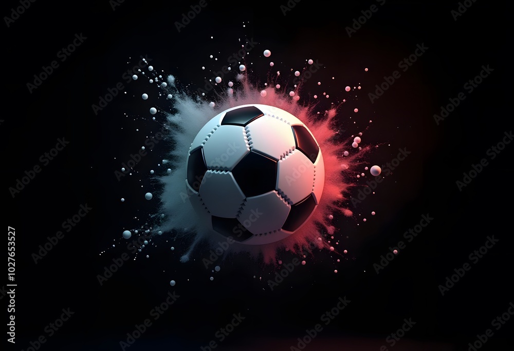 Fototapeta premium Flying soccer ball on fire -falling down