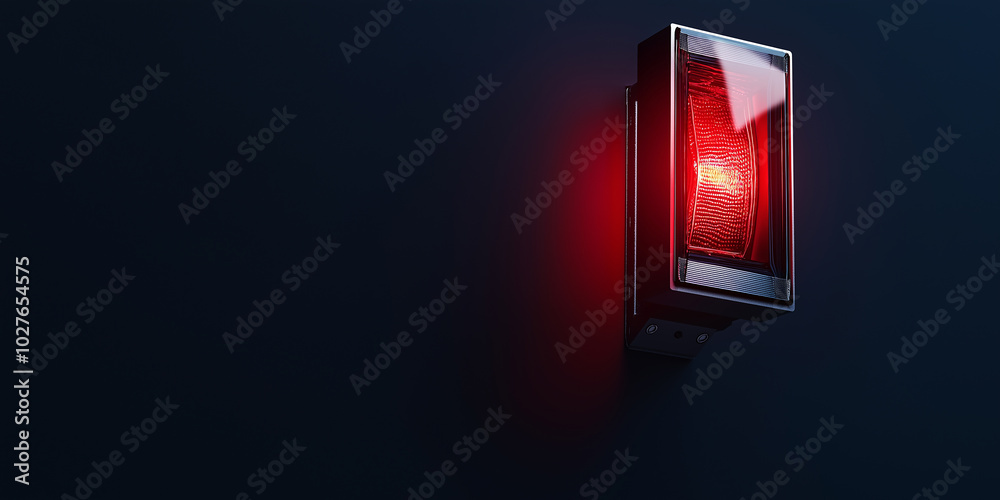 Red warning light blinking on dark background Red warning light blinking on dark background