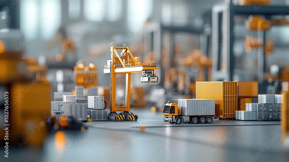 Digital render of a zeroemission shipping port with automated electric cranes, Zeroemission port, Green logistics Digital render of a zeroemission shipping port with automated electric cranes, Zeroemission port, Green logistics