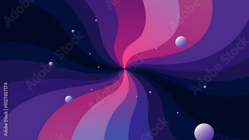 Abstract swirling purple and pink background with white dots for modern design projects. 

