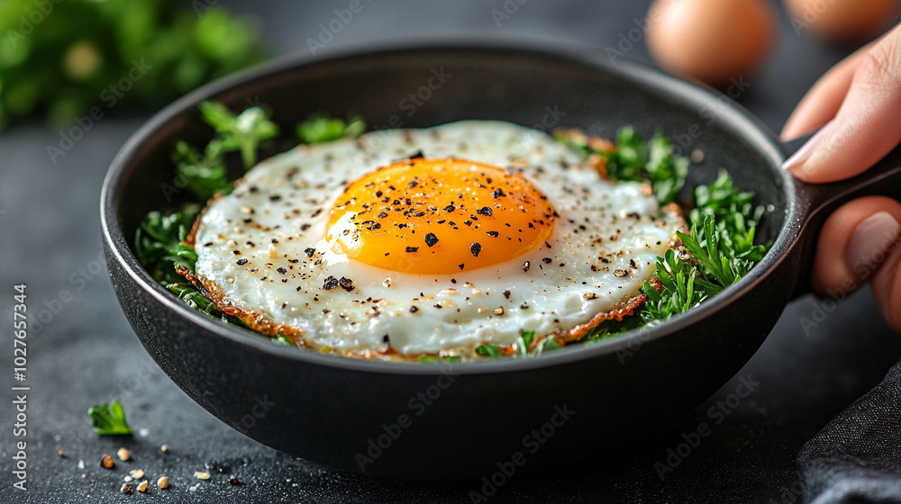 frying pan holds sunny-side-up eggs, their golden yolks radiating warmth and joy. This dish symbolizes comfort, nourishment, and the bright start to a perfect day frying pan holds sunny-side-up eggs, their golden yolks radiating warmth and joy. This dish symbolizes comfort, nourishment, and the bright start to a perfect day