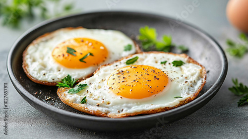 frying pan holds sunny-side-up eggs, their golden yolks radiating warmth and joy. This dish symbolizes comfort, nourishment, and the bright start to a perfect day