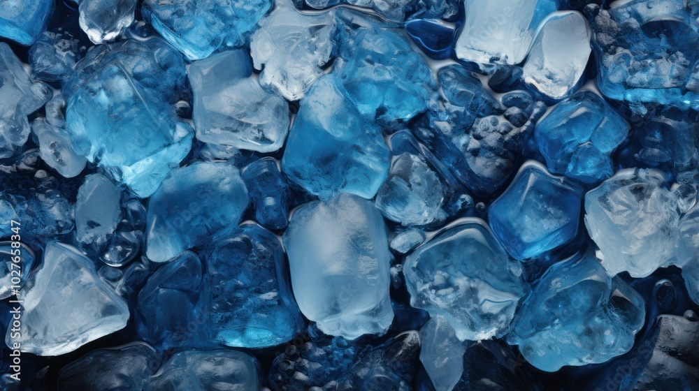 Crystal Clear Blue Ice Cubes Texture. Detailed Frozen Water Blocks Background Crystal Clear Blue Ice Cubes Texture. Detailed Frozen Water Blocks Background