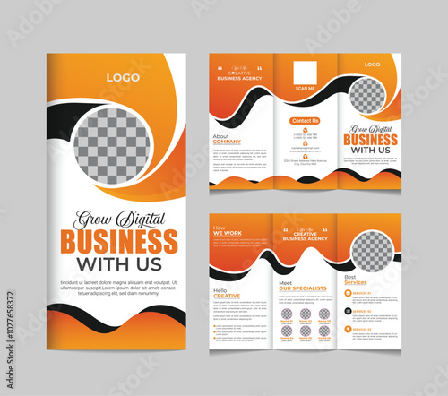 corporate tri fold brochure design . z fold brochure design vector template .