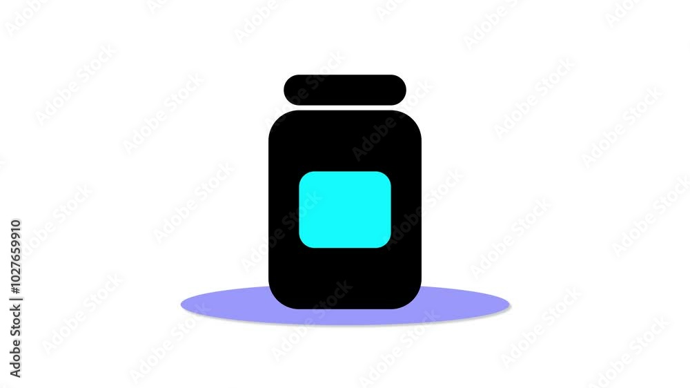 Jar icon flat design animation. Jar icon flat design animation.