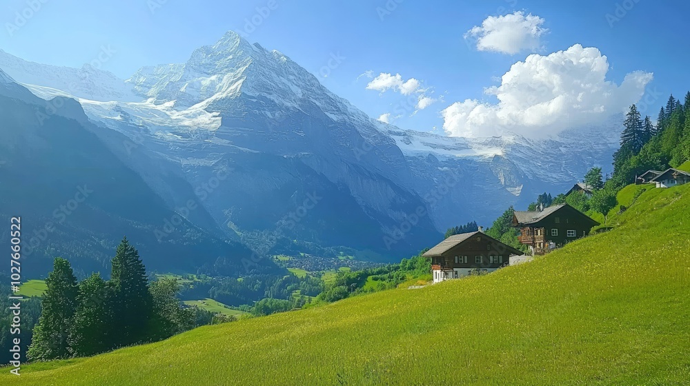 Breathtaking Summer Landscape in Grindelwald Breathtaking Summer Landscape in Grindelwald