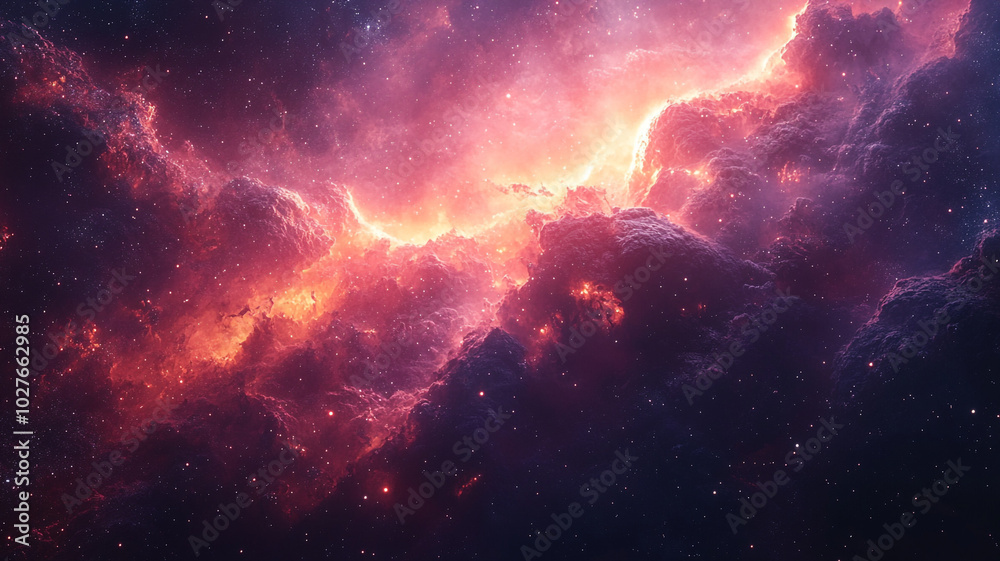 Fototapeta premium A gas cloud and stars. A view from space.