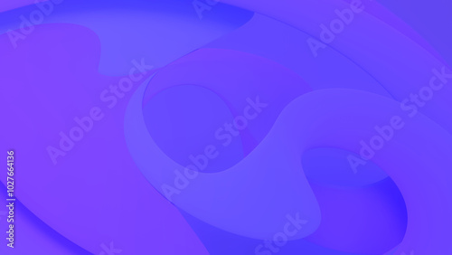 Abstract futuristic ultraviolet background with curves geometry. 3D render. Three-dimensional shapes with gradient in cobalt blue and purple colors. Papercut effect layered illustration for wallpaper