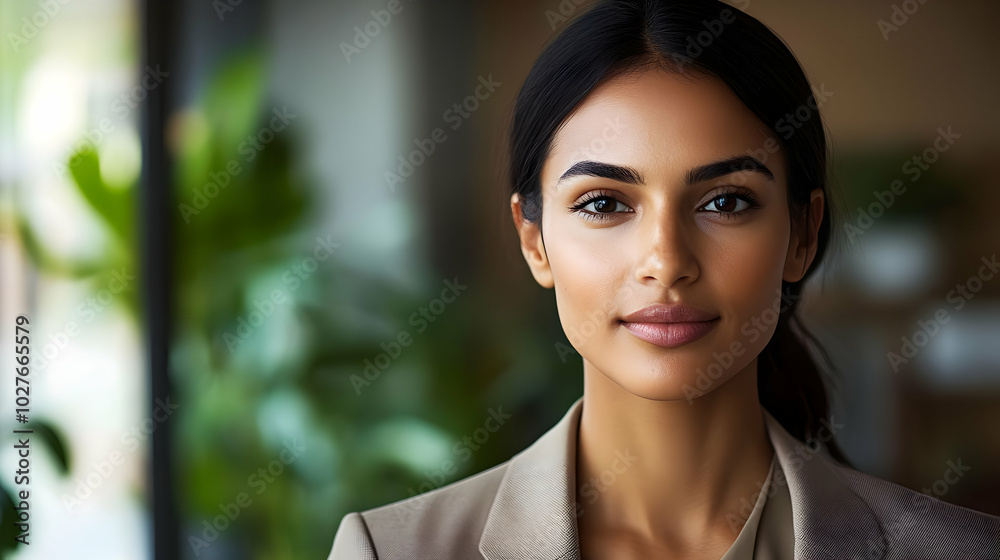 A confident woman in a professional setting, showcasing poise and determination. A confident woman in a professional setting, showcasing poise and determination.
