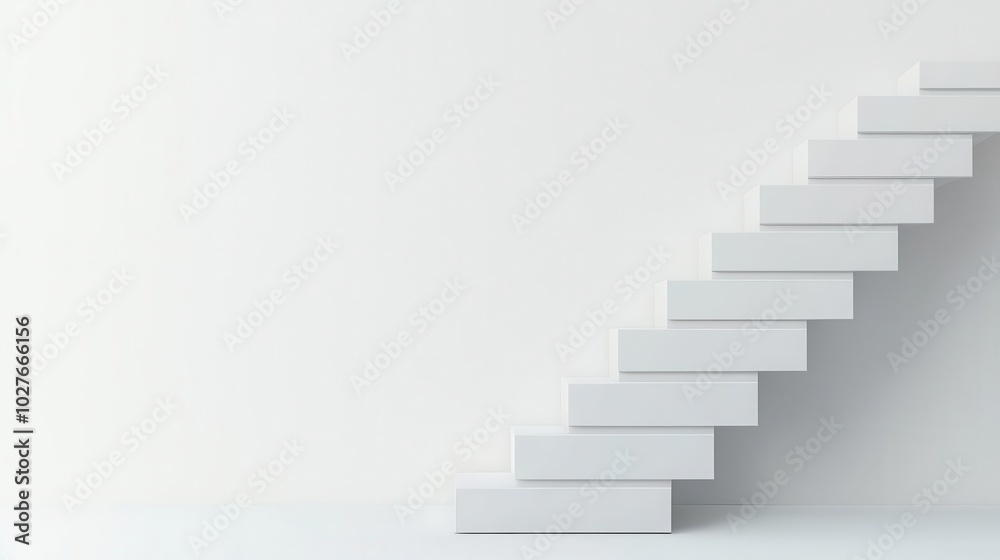 Abstract 3D bar chart rising in geometric steps, showing steady progress on a clean white canvas, Geometric progress chart, Business growth Abstract 3D bar chart rising in geometric steps, showing steady progress on a clean white canvas, Geometric progress chart, Business growth