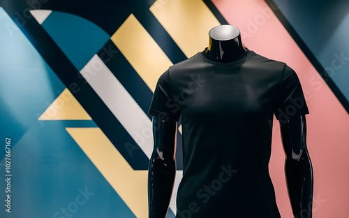 Black T shirt mockup cotton apparel,  Design plain Tshirt template, T-shirt business print presentation mock up Top view flat tee lay.