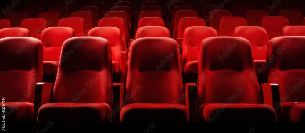Obraz premium Front empty red Theater chairs four row