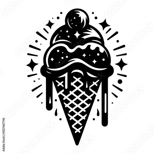  Ice cream cone silhouette vector art design