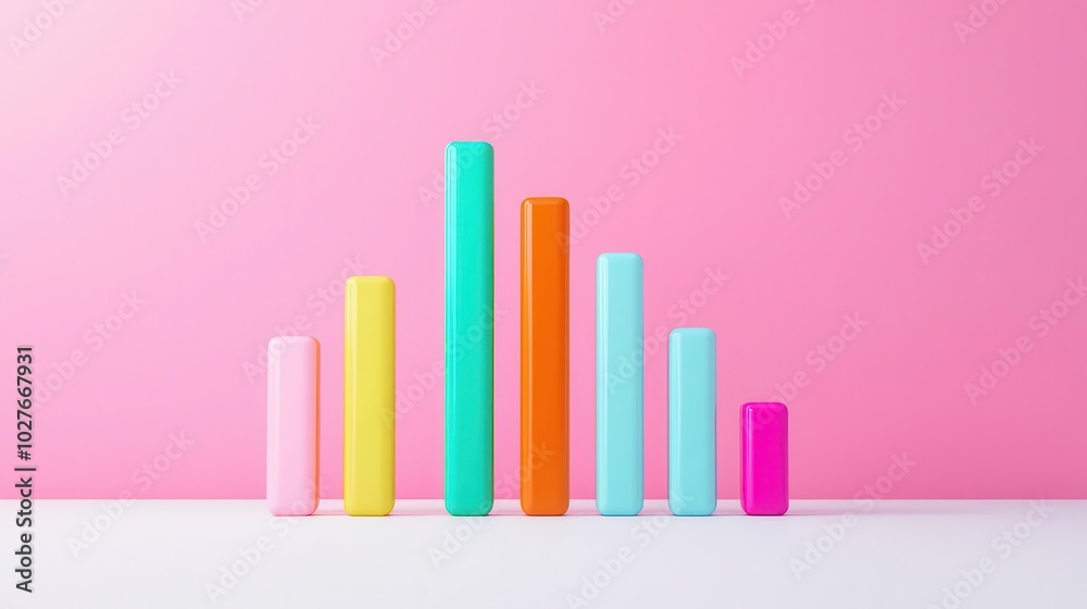 Abstract 3D bars in gradient colors, showing upward business trends on a white surface, Gradient bar chart, Business growth concept Abstract 3D bars in gradient colors, showing upward business trends on a white surface, Gradient bar chart, Business growth concept