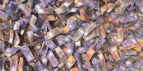 Fotografi Pile of indian rupee bank note 3d rendering illustration