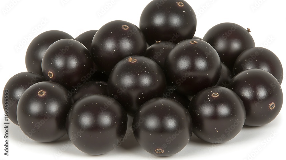 A pile of fresh, dark purple acai berries isolated on a white background. A pile of fresh, dark purple acai berries isolated on a white background.