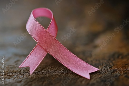 Breast Cancer Awareness Month, pink ribbon on nature background. ai generated