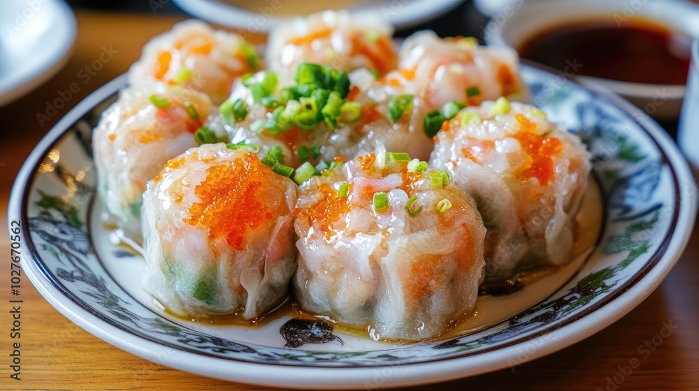 Delicious Asian dumplings served on a plate Delicious Asian dumplings served on a plate