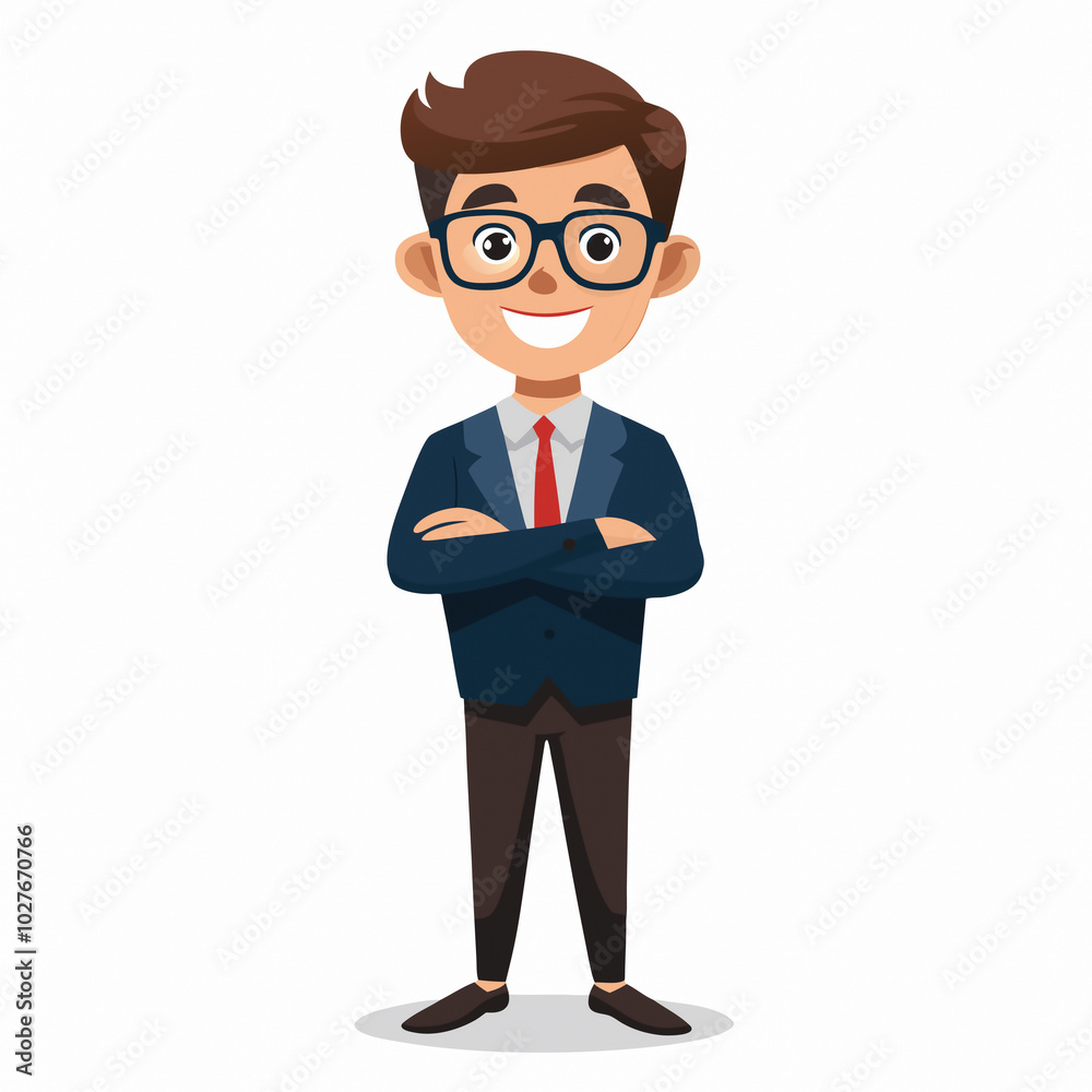 Animated Casual Man Character Presenting Gesture Illustration for Posters, Banners, and Emblem Design Animated Casual Man Character Presenting Gesture Illustration for Posters, Banners, and Emblem Design
