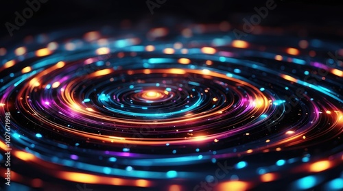 A swirling, cosmic vortex surrounded by dark,