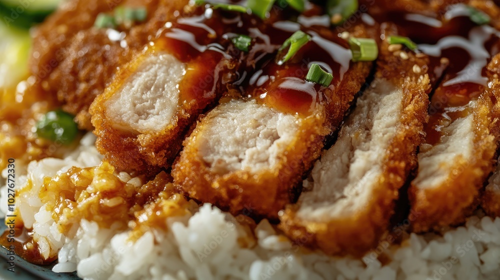Delicious Crispy Chicken on Rice Dish Delicious Crispy Chicken on Rice Dish