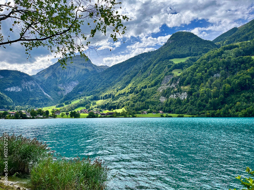 Lake Lungerersee in the summer, Switzerland photo