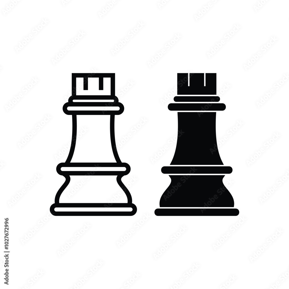 Chess rook outline icon, chess rook simple logo vector icon. Symbol illustration