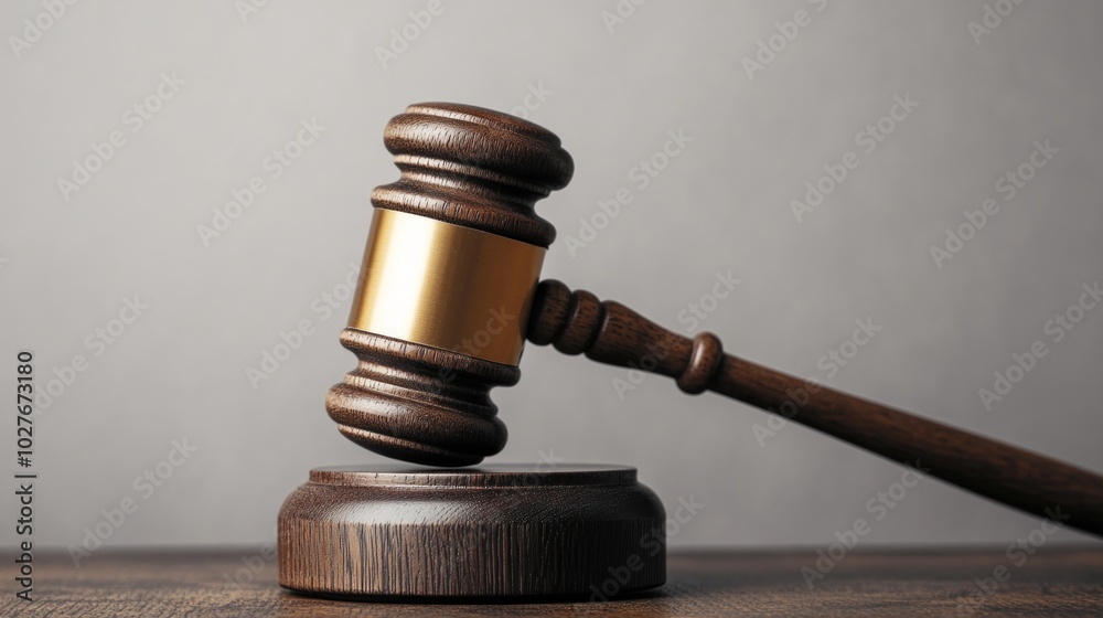Classic Wooden Gavel on a Plain Background Classic Wooden Gavel on a Plain Background