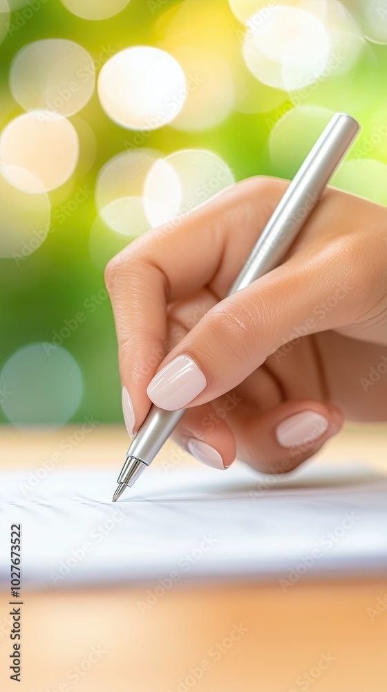 Woman Signing a Document to Symbolize Agreement and Official Commitment in a Professional Setting Woman Signing a Document to Symbolize Agreement and Official Commitment in a Professional Setting