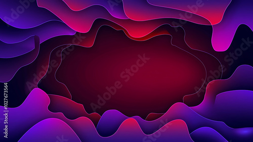 Abstract purple and red paper cut waves background for modern design. 
