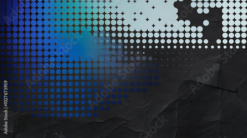 Abstract blue and white circles on a black textured background, perfect for modern design projects. 
