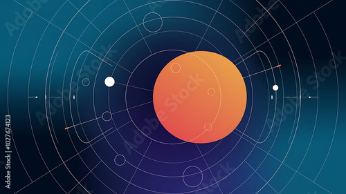 Abstract blue and orange geometric design, modern and minimalist, perfect for technology and science concepts. 
