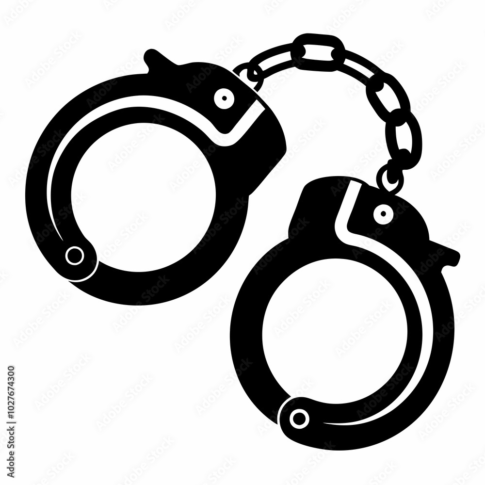 Realistic Handcuff Silhouette Vector Design Realistic Handcuff Silhouette Vector Design