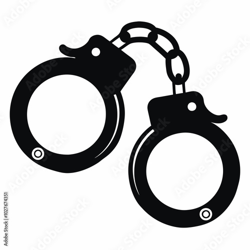 Realistic Handcuff Silhouette Vector Design