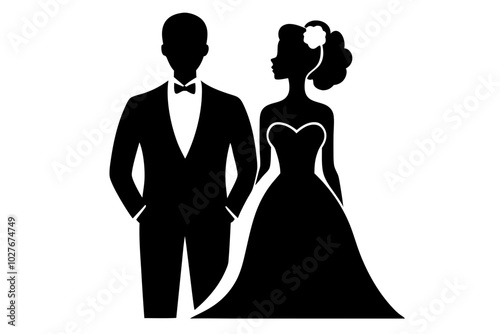 Wedding Couple Silhouette | vector silhouette illustration on white background