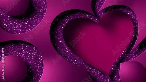 Purple glitter heart and circles abstract background perfect for Valentine's Day and love themed designs. 
