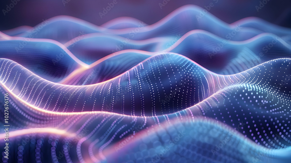 Abstract 3D Wavy Background with Glowing Dots Abstract 3D Wavy Background with Glowing Dots