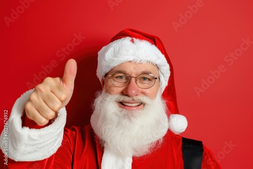 a santa claus is giving the thumbs up