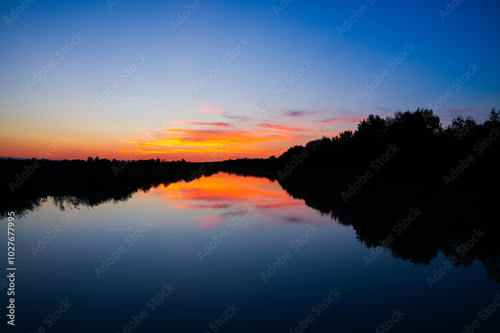 custom made wallpaper toronto digitalSunset clouds above the calm lake
