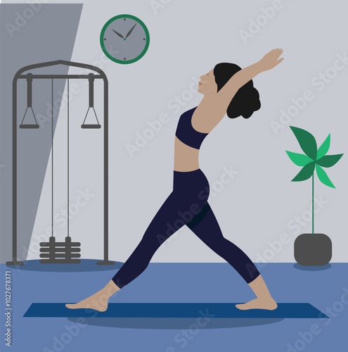 A girl doing yoga in a minimalist style