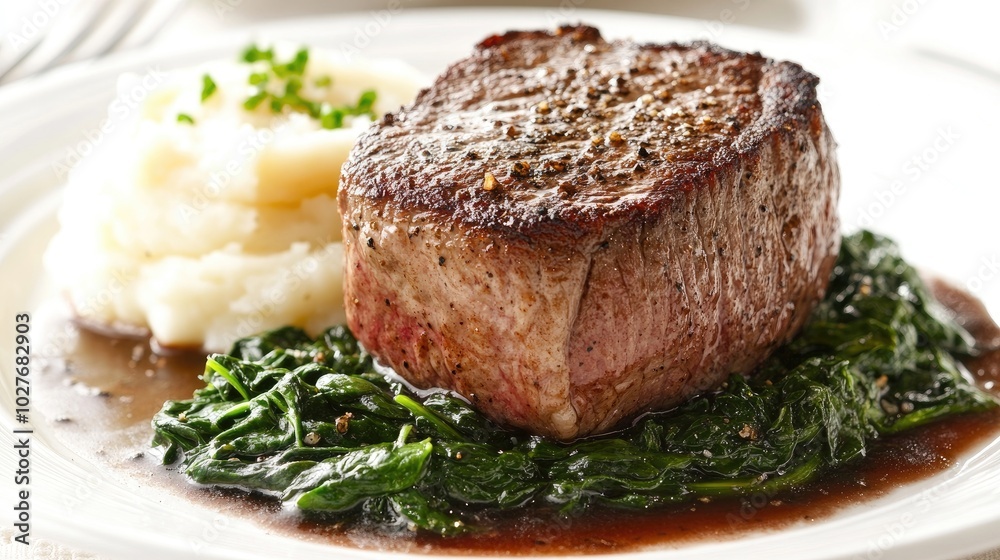 Savory Steak with Mashed Potatoes and Greens Savory Steak with Mashed Potatoes and Greens