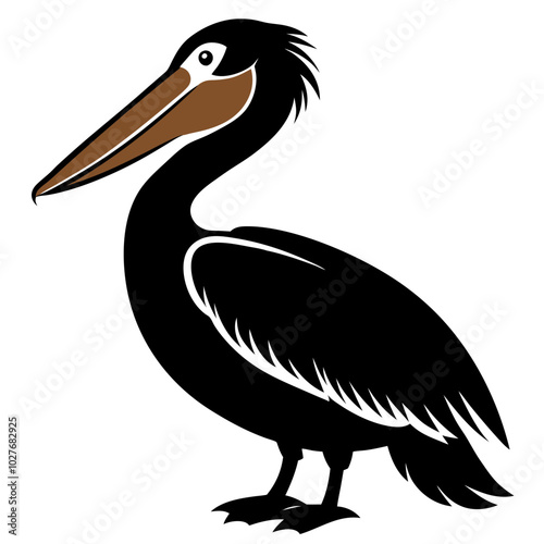 Brown Pelican Silhouette vector illustration