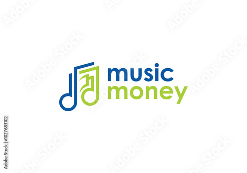 money with music notes composer logo design template