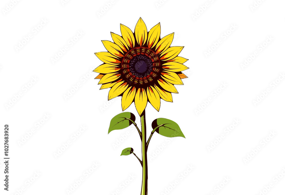 Fototapeta premium Sunflower illustration isolated on a transparent background.