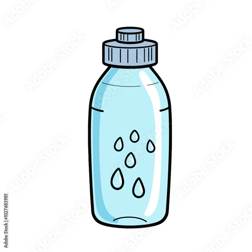 Cartoon Illustration of a Water Bottle